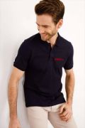 Yakası Düğmeli Yakalı Pike Baskılı T-Shirt - Beyaz resmi